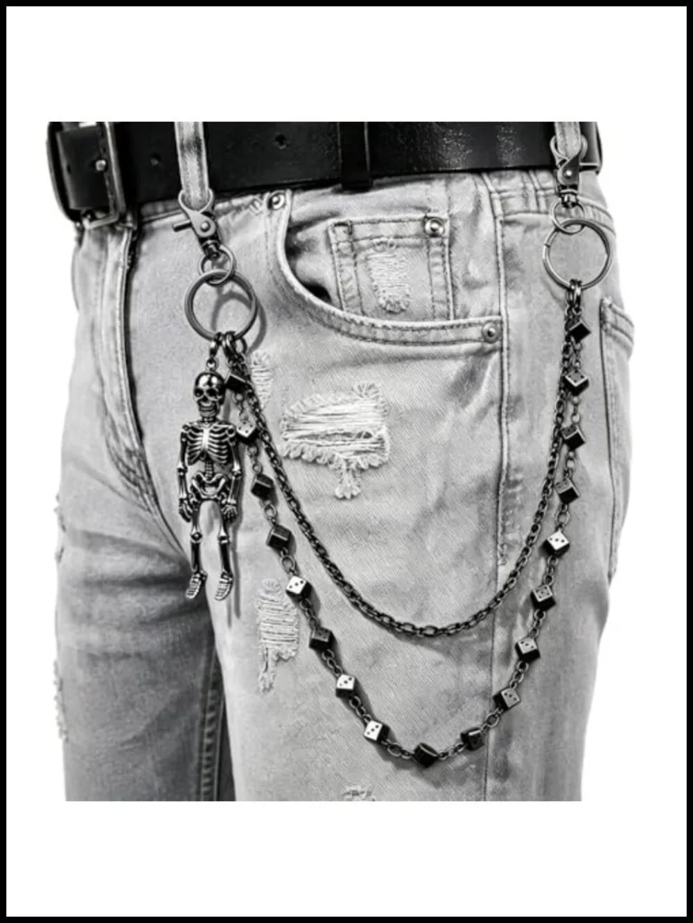 Punk Gothic Skull Wallet Chain Men's Double Layer Metal Pant Chain